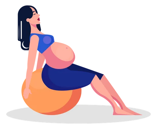 Pregnant woman doing exercise using gym ball Illustration
