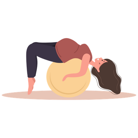 Pregnant Woman doing exercise using gym ball  Illustration