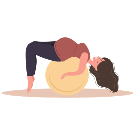 Pregnant Woman doing exercise using gym ball  Illustration