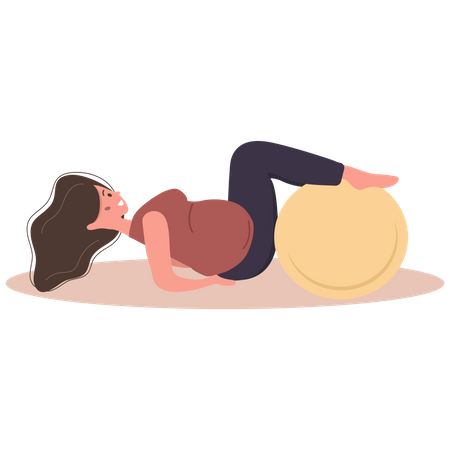 Pregnant Woman doing exercise using gym ball  Illustration