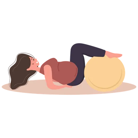 Pregnant Woman doing exercise using gym ball  Illustration