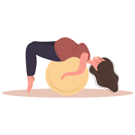 Pregnant Woman doing exercise using gym ball  Illustration