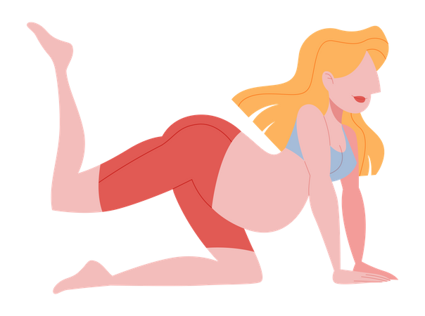 Pregnant woman doing fitness exercise Illustration