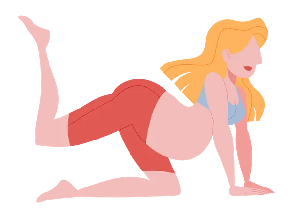 Pregnant woman doing fitness exercise Illustration