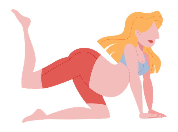 Pregnant woman doing fitness exercise  Illustration