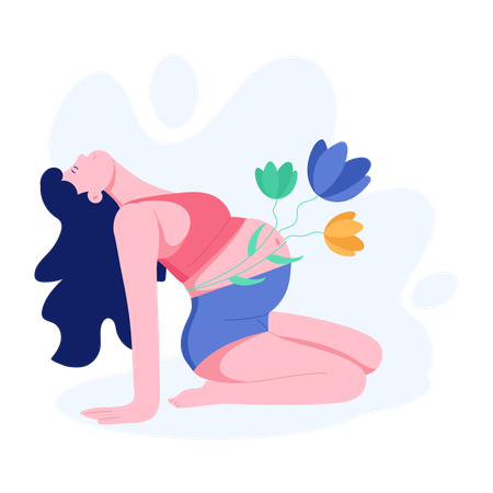 Pregnant Woman doing floor exercise  Illustration