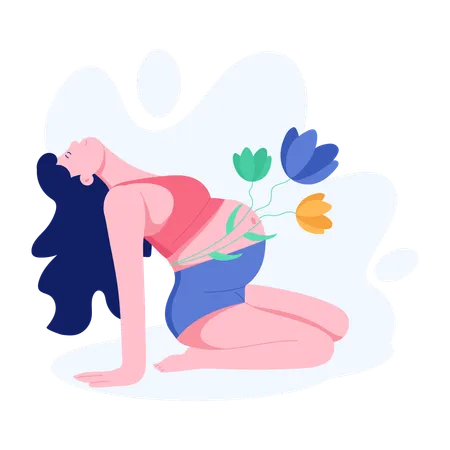 Pregnant Woman doing floor exercise  Illustration