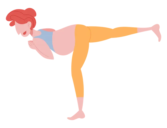 Pregnant woman doing leg stretching  Illustration