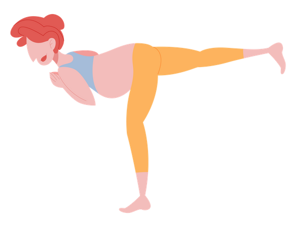 Pregnant woman doing leg stretching  Illustration
