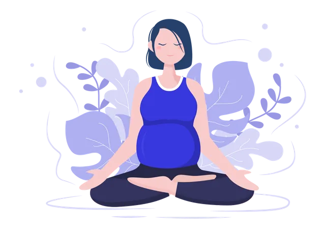 Pregnant Woman Doing meditation Illustration