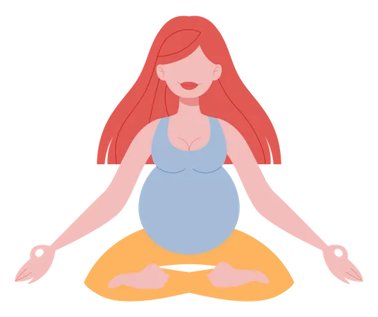 Pregnant woman doing meditation Illustration