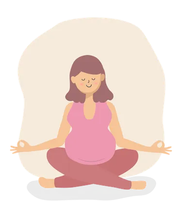 Pregnant woman doing meditation  Illustration