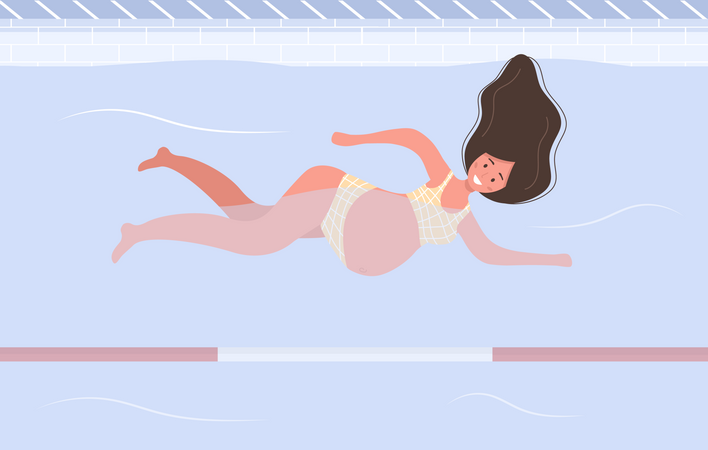 Pregnant woman doing swimming  Illustration