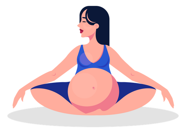 Pregnant woman doing yoga Illustration