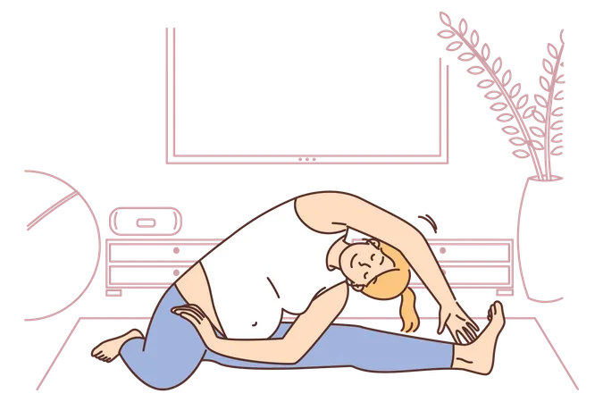 Pregnant woman doing yoga  イラスト