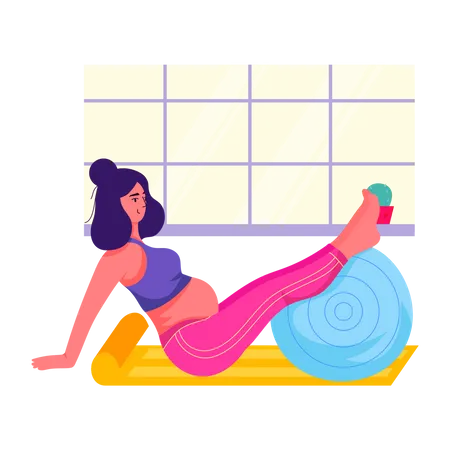 Get A Glimpse Of Pregnancy Yoga Flat Illustration Illustration