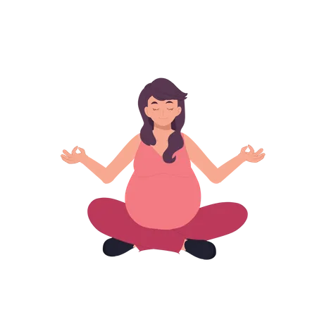 Pregnant Woman Doing Meditation Pregnancy Yoga And Meditation Pregnancy Meditation Art Illustration