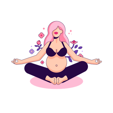 Pregnant Woman doing Yoga exercise  Illustration