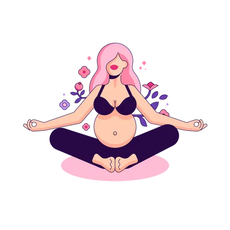 Pregnant Woman doing Yoga exercise Illustration