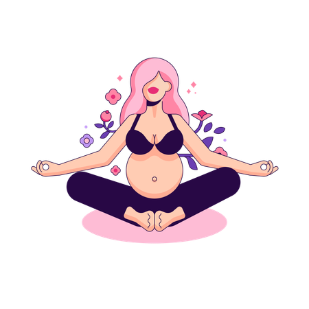 Pregnant Woman doing Yoga exercise  Illustration