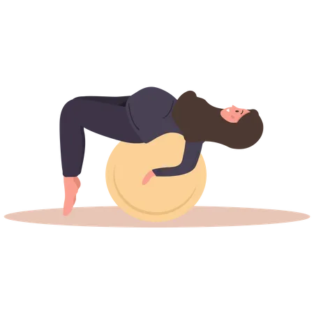 Pregnant woman doing yoga exercise using gym ball  Illustration