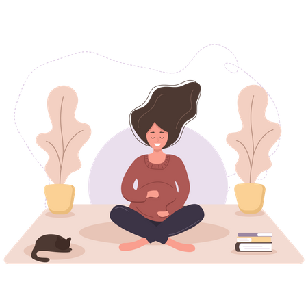 Pregnant woman doing yoga  Illustration