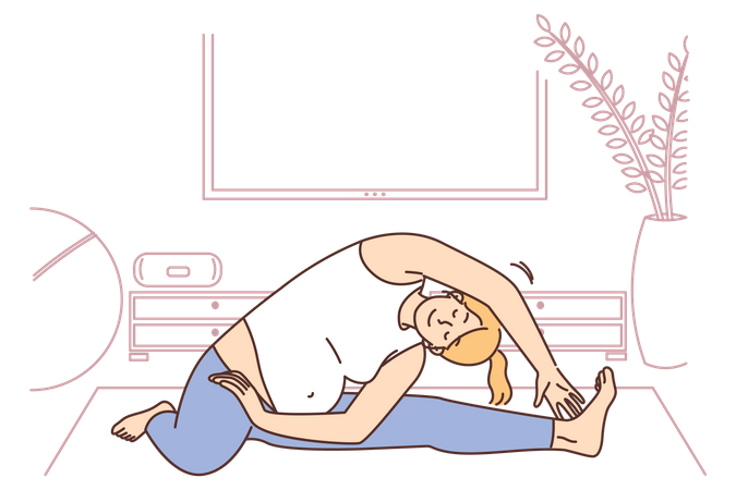 Pregnant woman doing yoga  Illustration