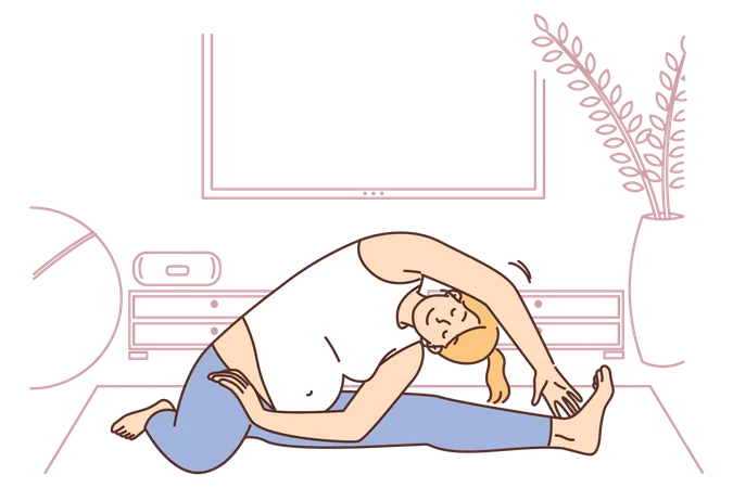 Pregnant woman doing yoga  Illustration