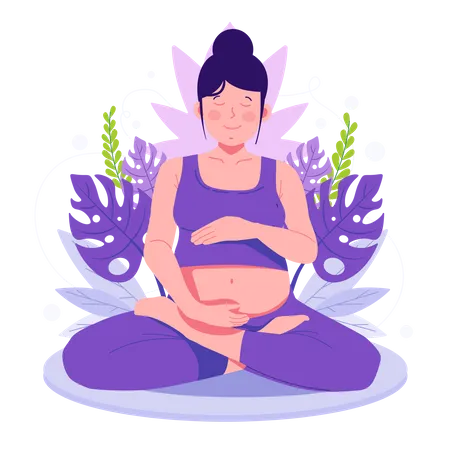 Pregnant woman doing yoga  Illustration