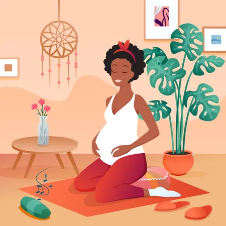 Pregnant woman doing yoga  Illustration