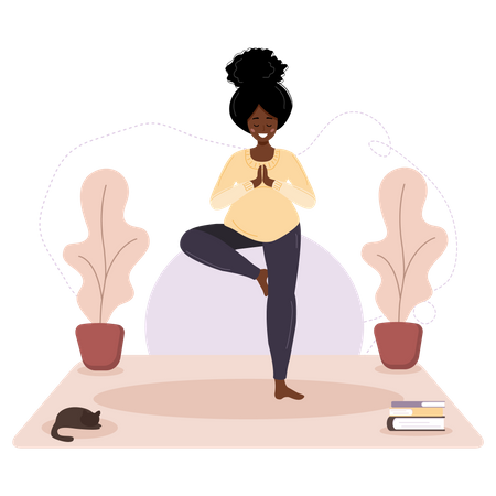 Pregnant woman doing yoga  Illustration