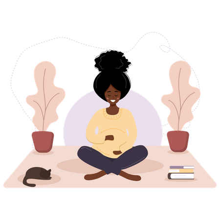 Pregnant woman doing yoga  Illustration