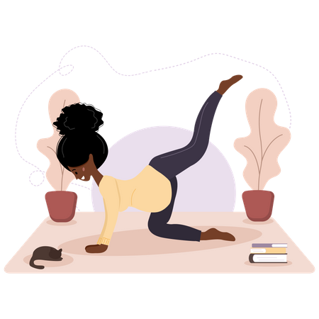 Pregnant woman doing yoga  Illustration