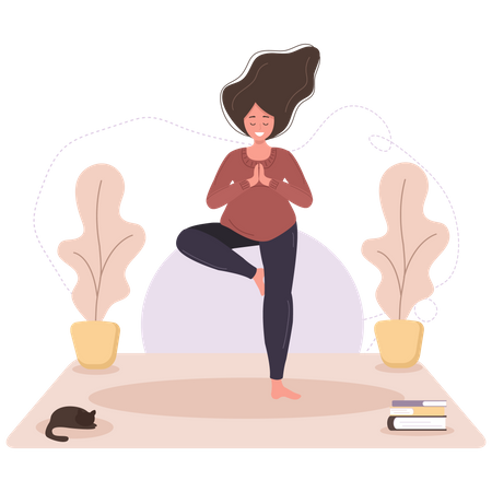 Pregnant woman doing yoga  Illustration