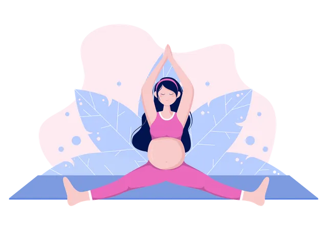 Pregnant Woman Doing Yoga Poses Illustration