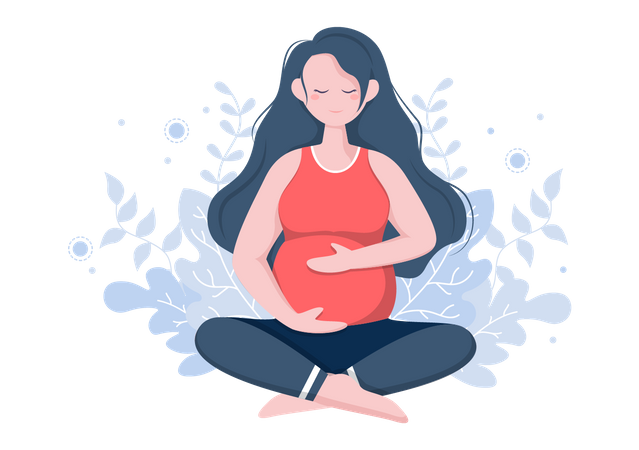 Pregnant Woman Doing Yoga Poses and meditation  Illustration