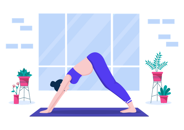 Pregnant Woman Doing Yoga Poses  Illustration