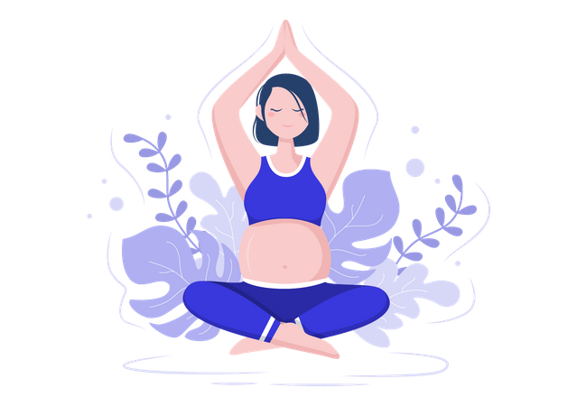 Pregnant Woman Doing Yoga Poses With Relaxing Illustration