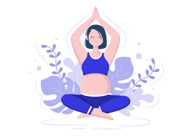 Pregnant Woman Doing Yoga Poses With Relaxing Illustration