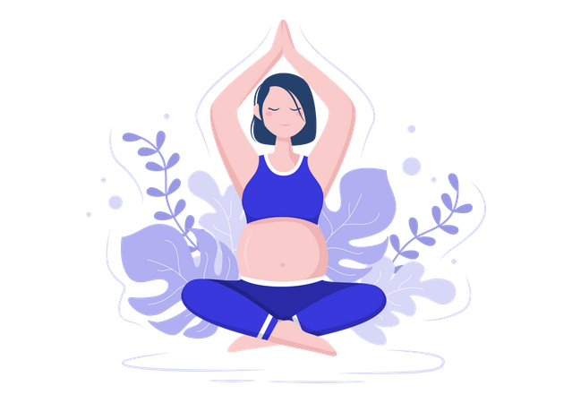 Pregnant Woman Doing Yoga Poses With Relaxing  Illustration