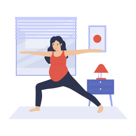 Pregnant woman doing yoga stretching exercise Illustration