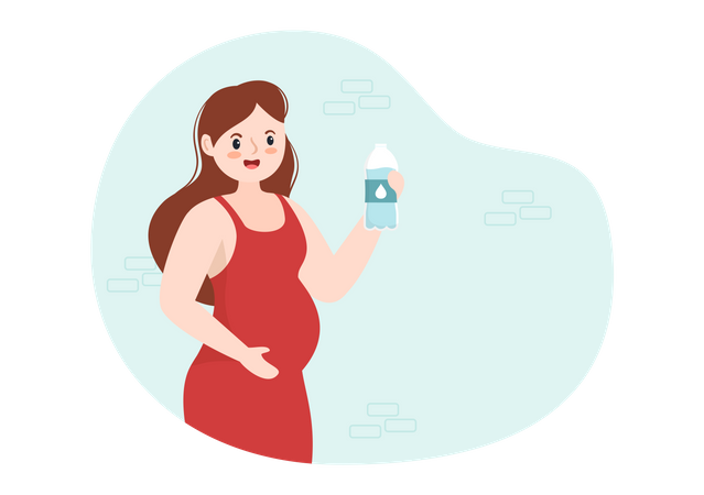 Pregnant woman Drinking Water Illustration