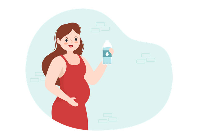 Pregnant woman Drinking Water  Illustration