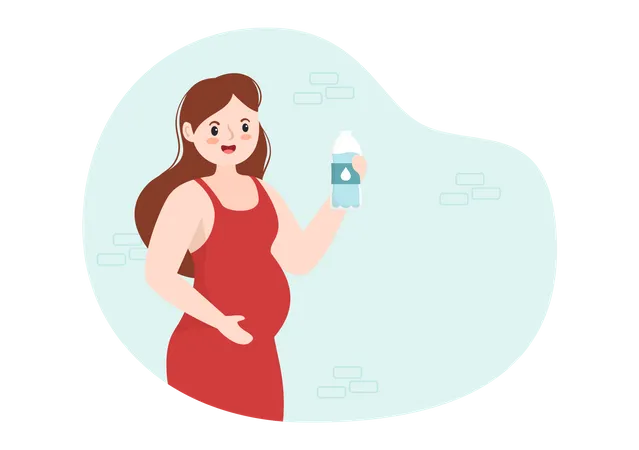 Pregnant woman Drinking Water  Illustration