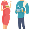 pregnant woman eating food illustration free download