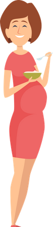 Pregnant woman eating food  Illustration