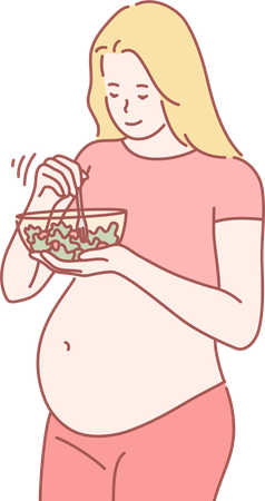 Pregnant woman eats healthy fruits  Illustration