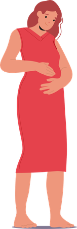 Pregnant Woman Embracing Growing Belly  Illustration