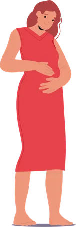 Pregnant Woman Embracing Growing Belly  Illustration