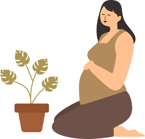 Pregnant woman enjoying maternity leave  Illustration